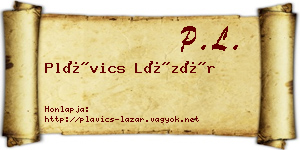 Plávics Lázár névjegykártya
